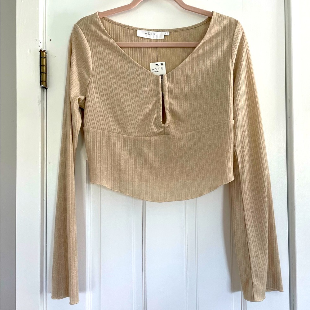 Long Sleeve Gold Crop Top